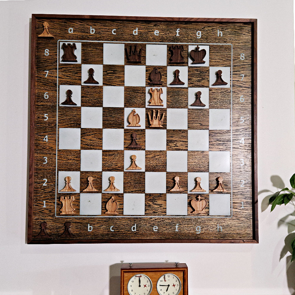 Chess Set on the wall, OAK and white epoxy