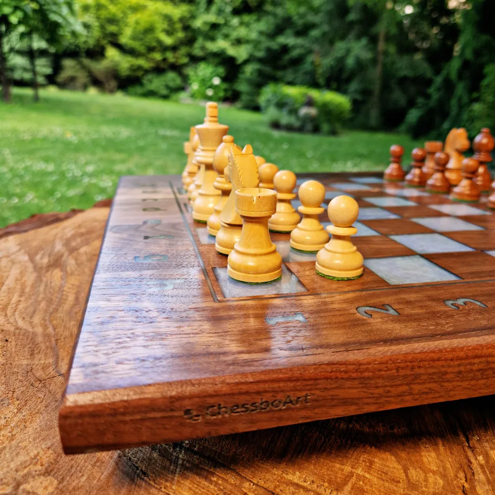 Chessboard with pearl green field Art and Handmade