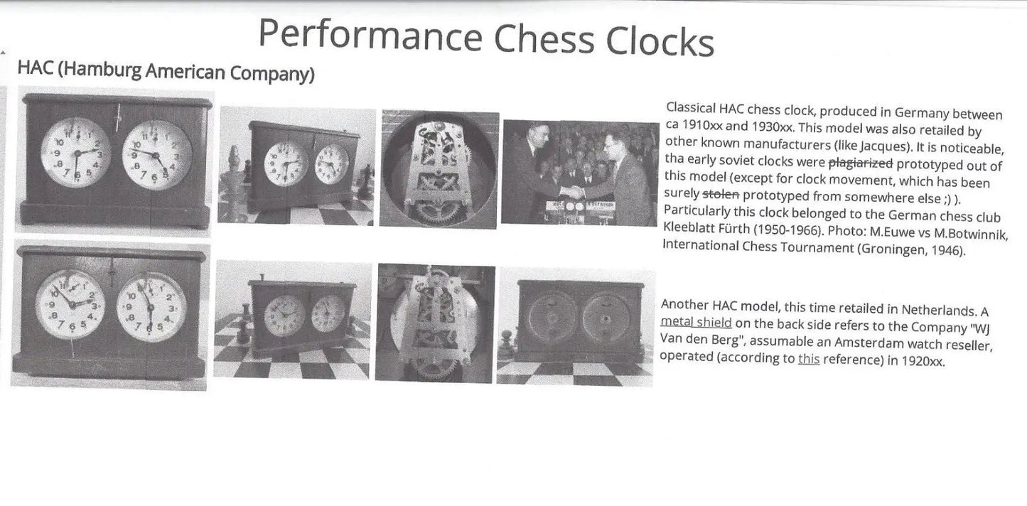Historical reference of the HAU (Hamburg-Amerikanische Uhrenfabrik) crossed arrows logo found on antique chess clocks.