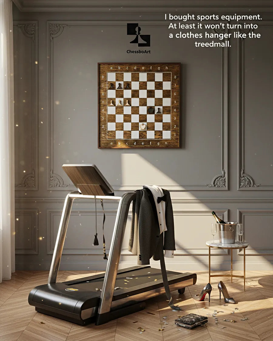 Luxury wall mounted chessboard ChessboArt 800 vs treadmill clothes hanger humor 2026