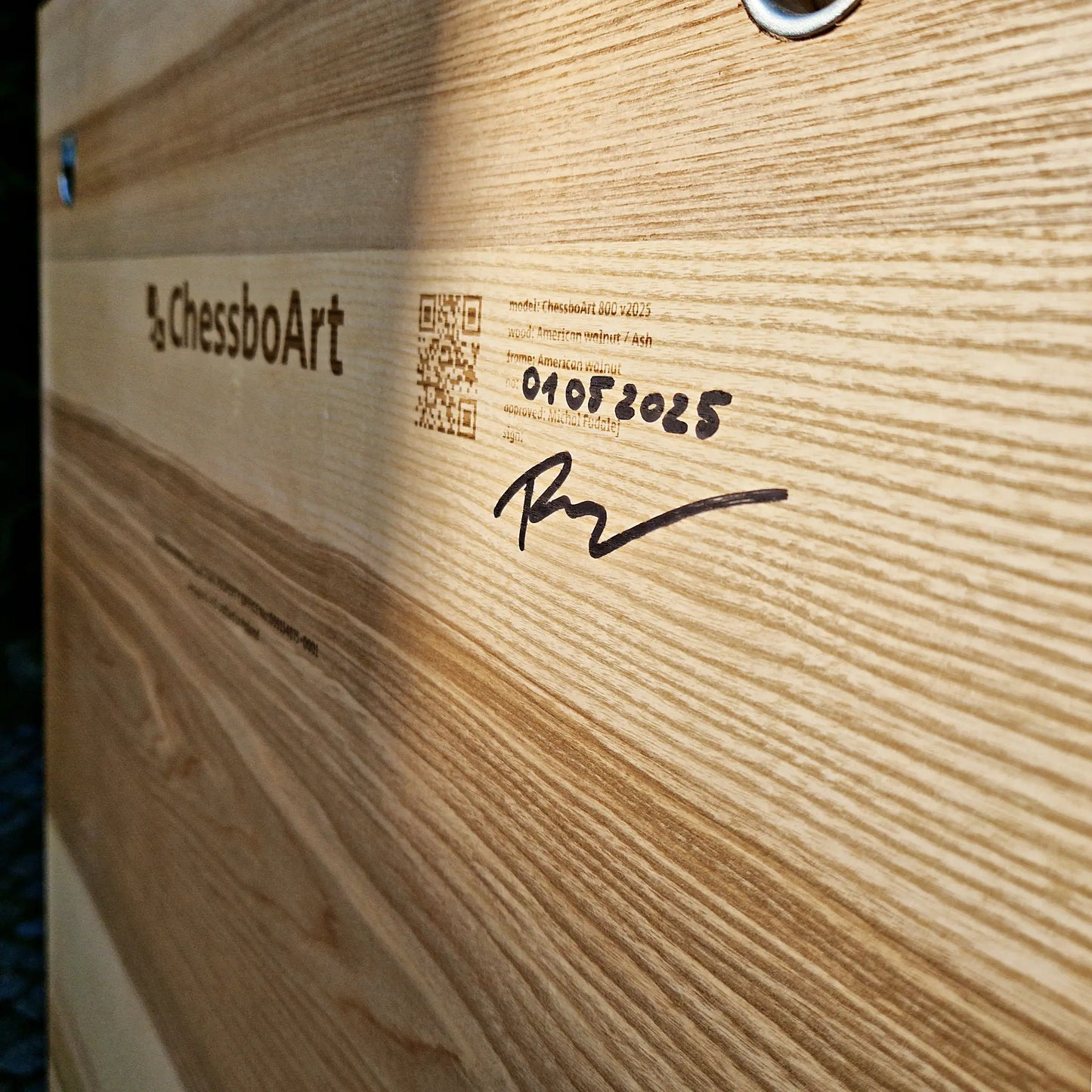 Chess board back site with hangers and individual number and sign