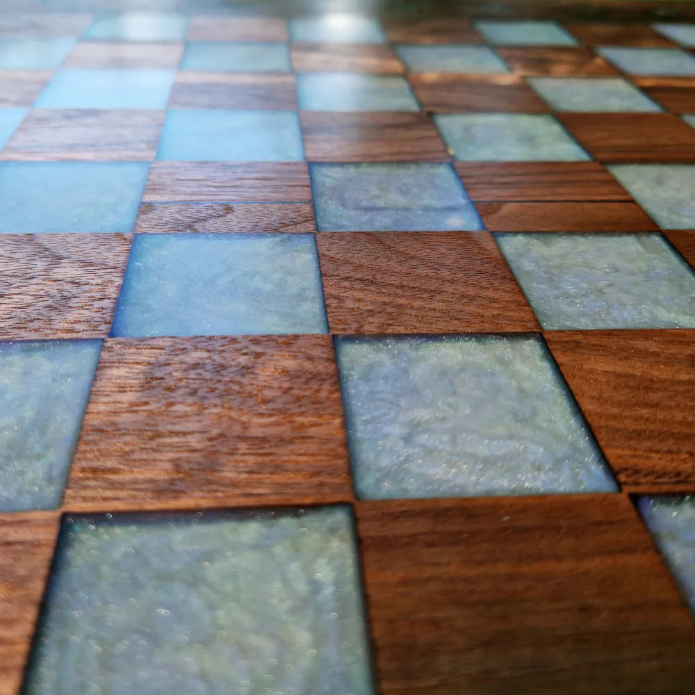 Chessboard with pearl green field Art and Handmade