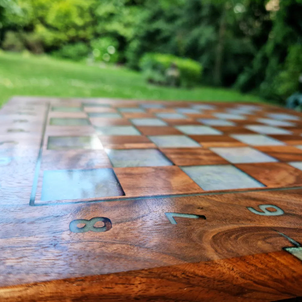Chessboard with pearl green field Art and Handmade