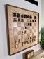 Large wall-hanging chess board with magnets and epoxy resin inside
