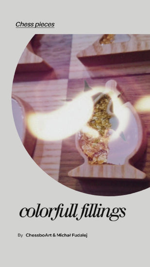 Chess Pieces with fillings, epoxy and gold