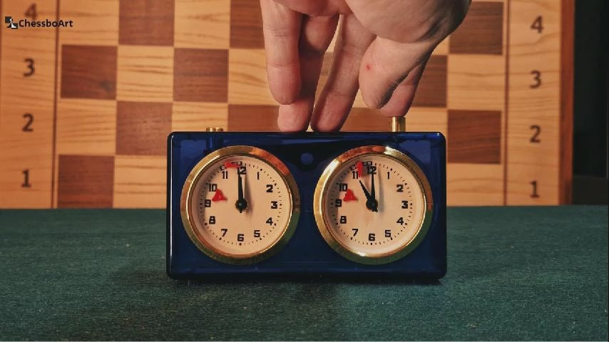 Classic BHB plastic mechanical chess clock – compact vintage chess timer in working condition
